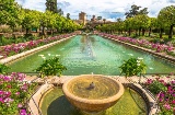 General view of the gardens of the Alcázar fortress of the Christian Monarchs in Cordoba