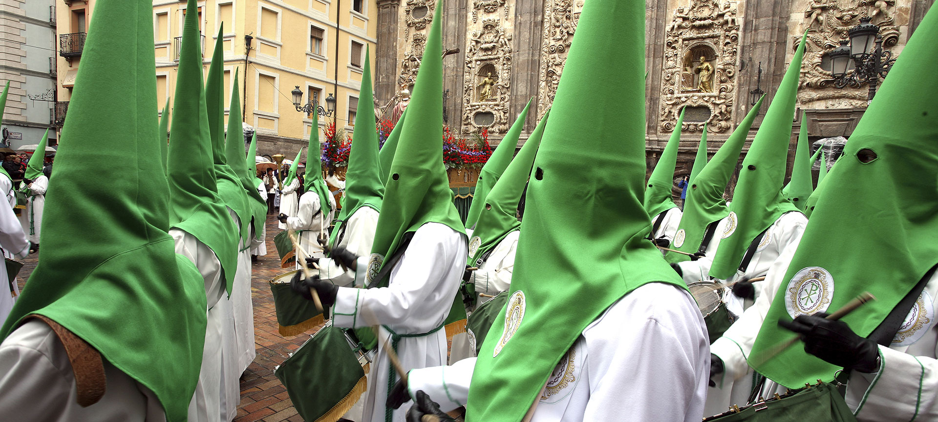Lay Brothers and Church of Santa Isabel during Easter Week in Zaragoza