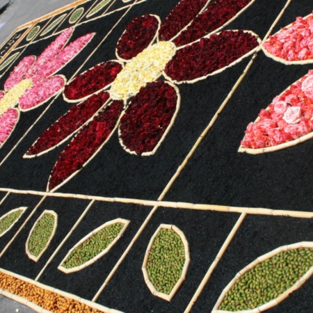 Tapis de fleurs pendant la Fête-Dieu de San Cristóbal de la Laguna, Tenerife.
