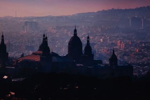 Museu Nacional de Arte da Catalunha, vista sobre o pôr do sol