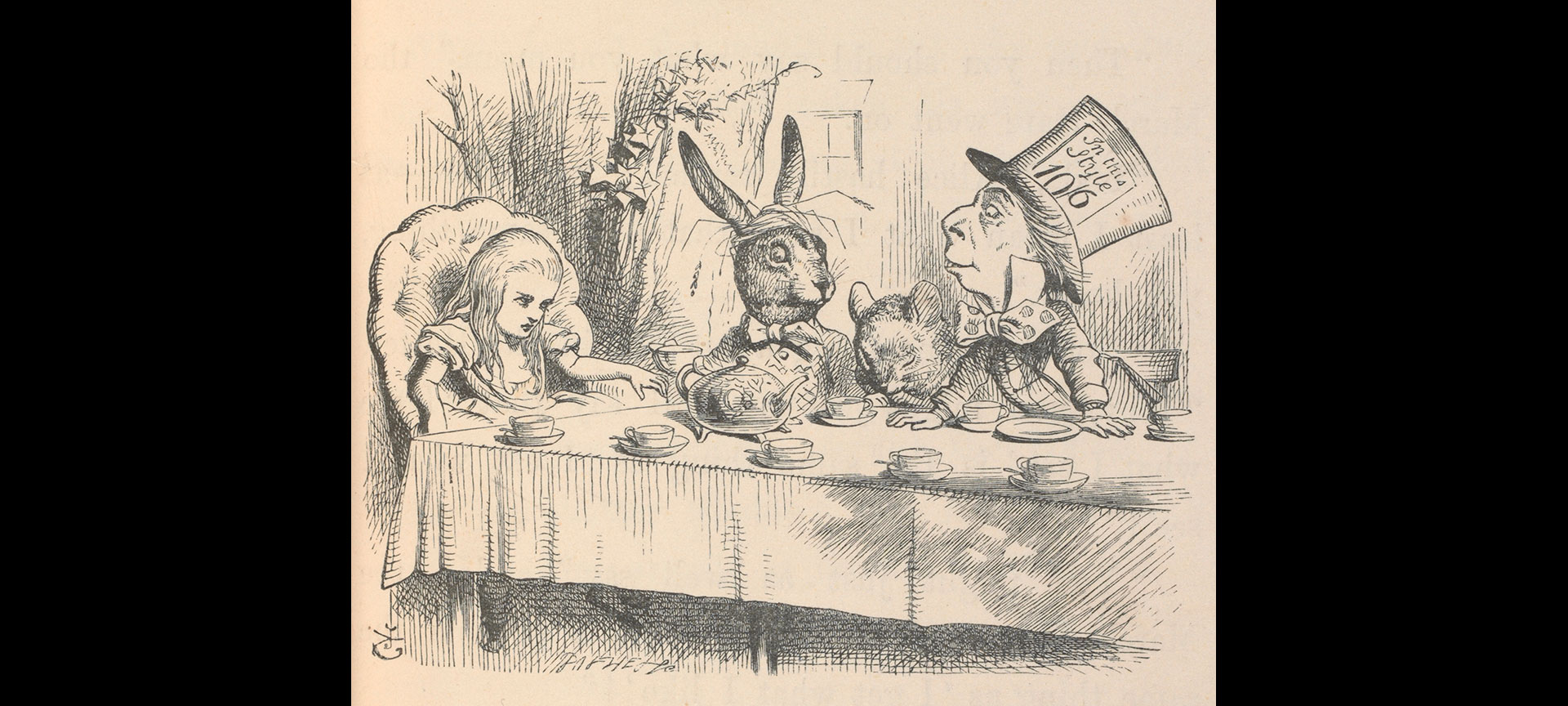 Alice at the Mad Hatter's Tea Party, illustration for Alice in Wonderland by John Tenniel, 1865