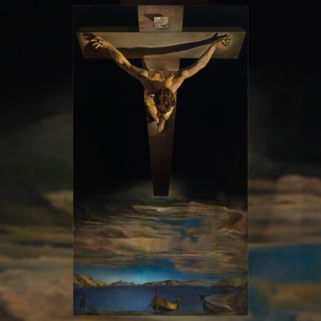 《キリスト》1951年、サルバドール・ダリ、キャンバス地油彩、204.8x115.9cm、ケルビングローブ美術館・博物館、グラスゴー