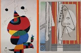 Joan Miró: “Dona, ocell, estrella (Homenatge a Pablo Picasso)”, 1973. Reina Sofía National Art Museum © Successió Miró, 2023 / Pablo Picasso. “Figura i perfil”, 1928. Musée national Picasso-Paris © Successió Pablo Picasso, VEGAP, Madrid, 2023
