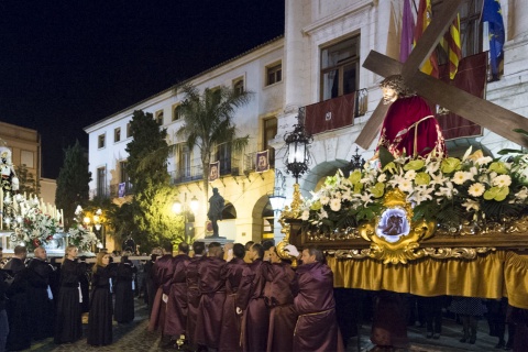 Processione del Encuentro durante la Settimana Santa di Gandía (Valencia)