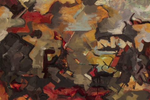 - Audrey Flack. Abstrakcyjny ekspresjonistyczny pejzaż (z chmurami), 1951. Olej na płótnie, 74,93 x 101,6 cm. Muzeum FAMM, Mougins (Kolekcja Levett)