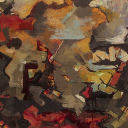 - Audrey Flack. Paysage expressionniste abstrait (avec nuages), 1951. Huile sur toile, 74,93 x 101,6 cm. Musée FAMM, Mougins (Collection Levett)