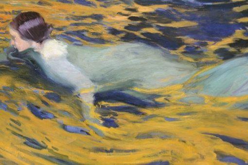 『泳ぐ女性』、ハベア、1905年。キャンバス地油彩。107.5×180cm。ソローリャ美術館、マドリード（作品番号718)
