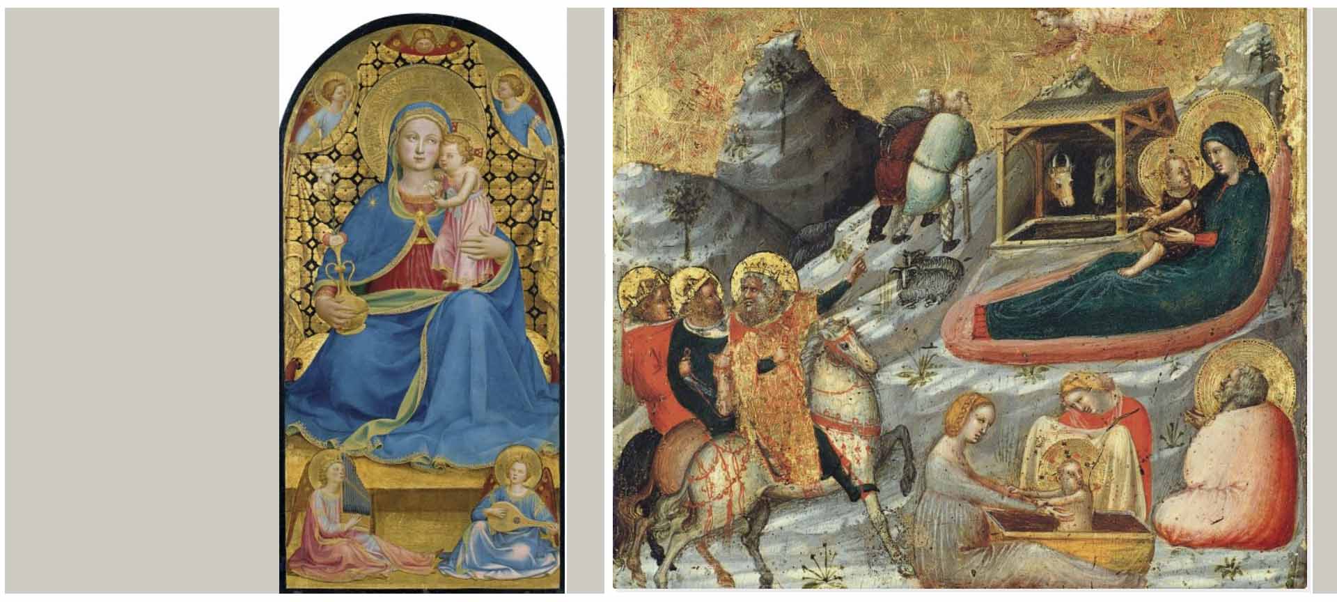Izquierda: Fra Angelico. La Virgen de la Humildad - Derecha: Giacomo Ceruti. Grupo de mendigos. Izquierda: Fra Angelico. La Virgen de la Humildad - Derecha: Giacomo Ceruti. Grupo de mendigos.