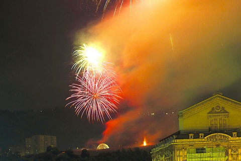Fireworks at Bilbao's Semana Grande festival