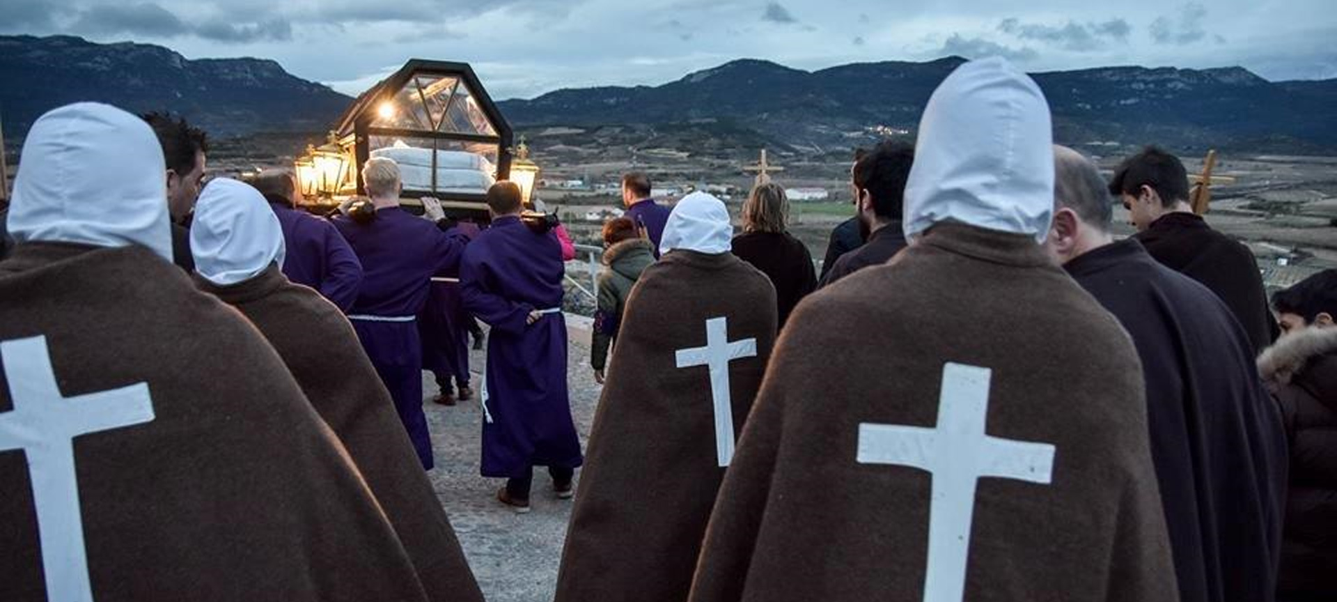 Flagellants in the Holy Burial procession at Easter in San Vicente de la Sonsierra (La Rioja)