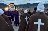 Flagellants in the Holy Burial procession at Easter in San Vicente de la Sonsierra (La Rioja)