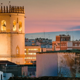 Cathedral of San Juan Bautista, aerial view of Badajoz.