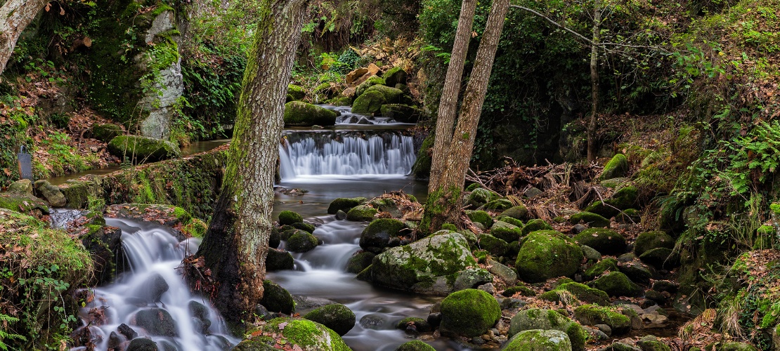 Detail of river in Hervás, Ambroz Valley in Caceres, Extremadura