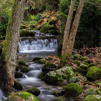 Detail of river in Hervás, Ambroz Valley in Caceres, Extremadura