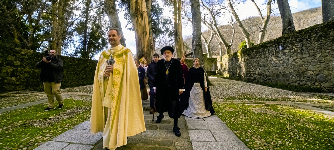 Detail of the commemoration of the journey of Emperor Charles V in Jarandilla de la Vera in Cáceres, Extremadura