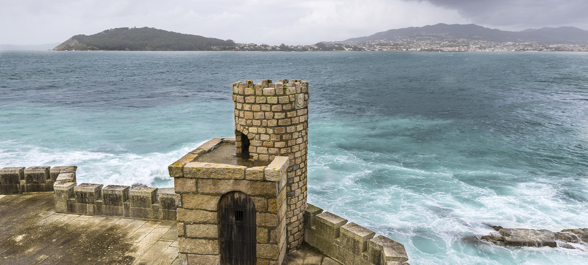 View of Baiona (Pontevedra, Galicia) from Fort Monterreal