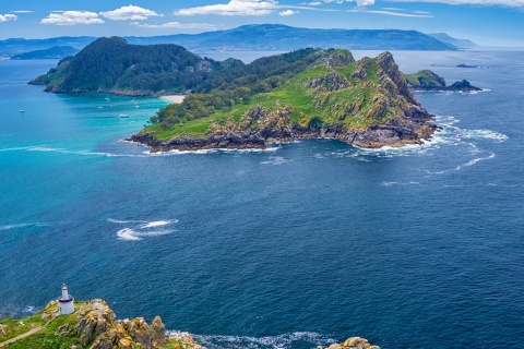 Îles Cíes. Vue de l’île de San Martín