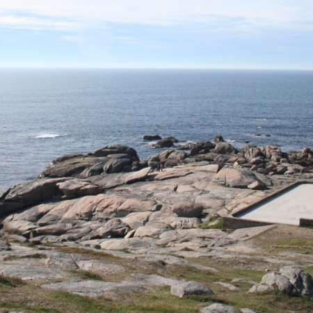Vista do Santuário da Virgem de A Barca, em Muxía (A Corunha, Galiza)