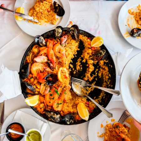 Seafood paella tasting