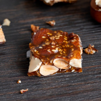 Detail of turrón de guirlache (almond brittle)