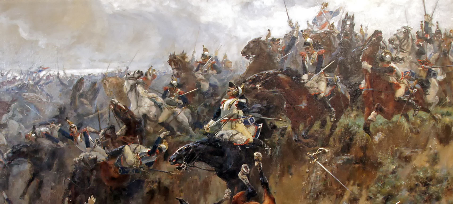 Schlachtengetümmel bei Waterloo. Detailansicht. Städtisches Museum Ulpiano Checa