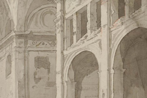 Fernando Brambila. Ruinas del interior de la Iglesia del Carmen. Ruinas de Zaragoza (detalle). 1808. Madrid, Museo Nacional del Prado