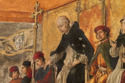 Auto de fe presidido por Santo Domingo de Guzmán (Pedro Berruguete). Museo Nacional del Prado
