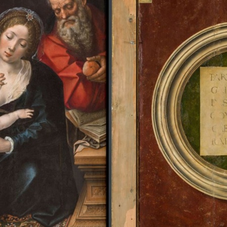 Die Heilige Familie (Vorder- und Rückseite) Bernard van Orley. Prado-Nationalmuseum