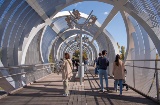 Tourists on the Monumental Bridge of Arganzuela