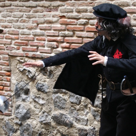 Scene from a dramatised tour next to the Lope de Vega House-Museum in the Barrio de las Letras district in Madrid