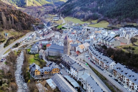 Vista aérea de Bielsa, Huesca.