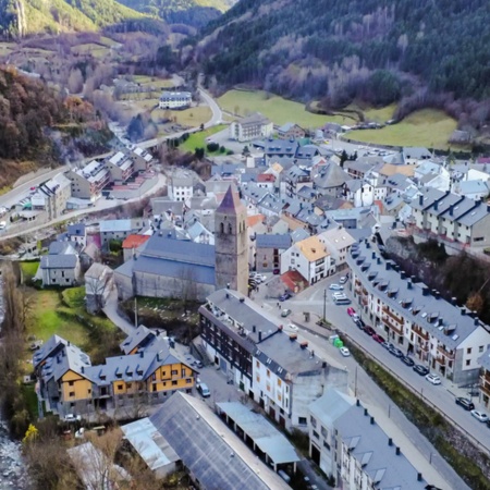 Vista aérea de Bielsa, Huesca.