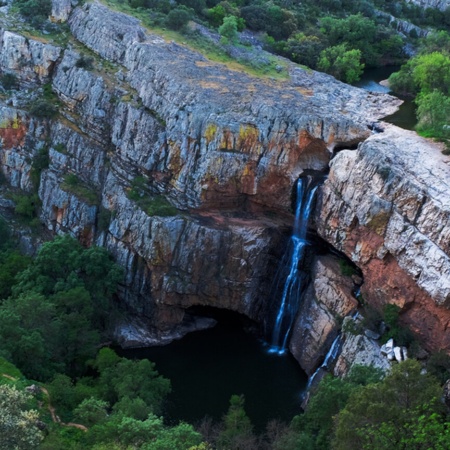 The Cimbarra waterfall in La Sierra Morena de Andújar