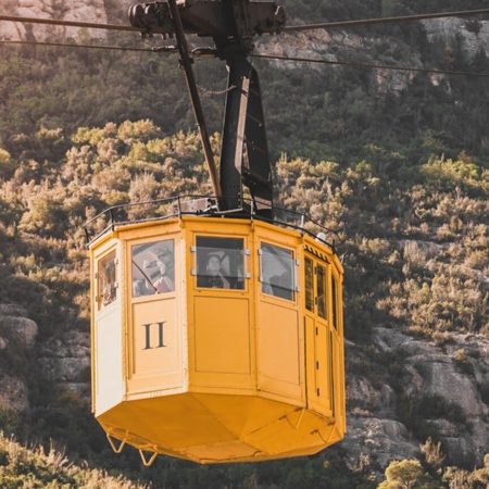 Cable car on Montserrat mountain
