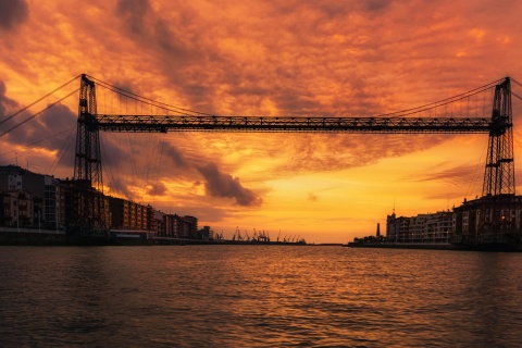 Bizkaia Bridge over the River Nervión in Bilbao