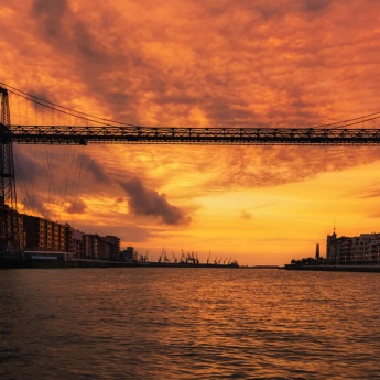 Bizkaia Bridge over the River Nervión in Bilbao