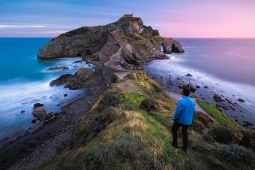 Tourist in San Juan Gaztelugatxe, Basque Country