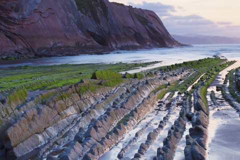 View of the Zumaia flysch (Gipuzkoa, the Basque Country) on Itzurun Beach