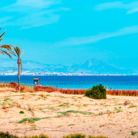 Plage Arenales del Sol à Elche dans la province d’Alicante, région de Valence