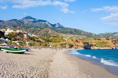 Playa de Burriana de Nerja en Málaga, Andalucía