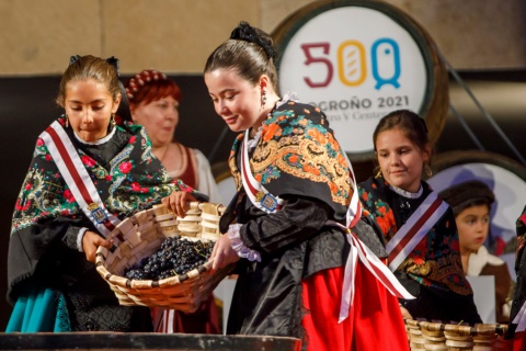 Detail of the inaugural act of the Rioja Wine Harvest festival in Logroño, La Rioja