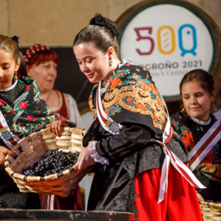 Detalle del acto inagural de las Fiestas de la Vendimia Riojana en Logroño, La Rioja