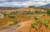 Panoramica di Navarrete davanti ai vigneti a La Rioja