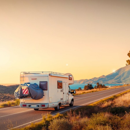 Motorhome on a coastal road