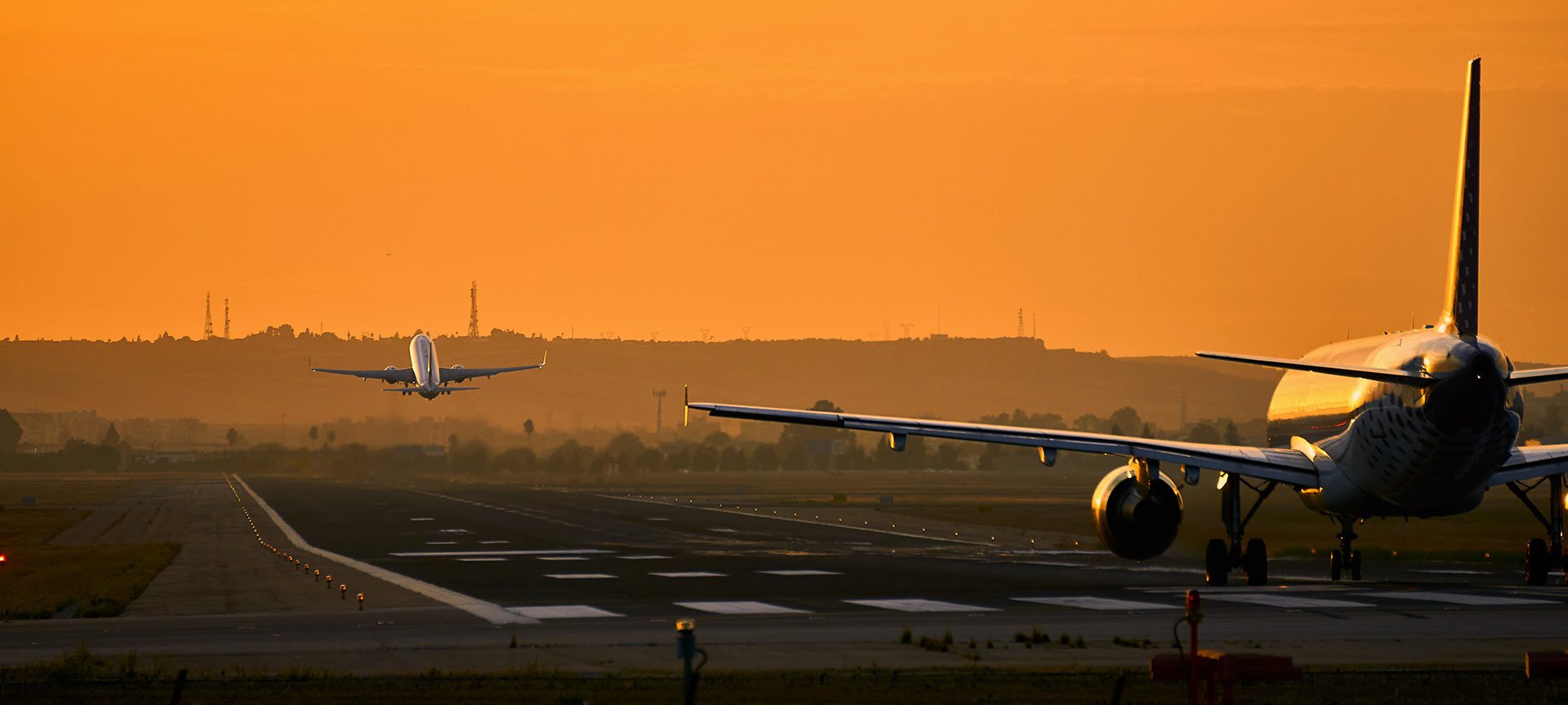 Aircraft taking off from Seville airport