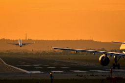 Aircraft taking off from Seville airport