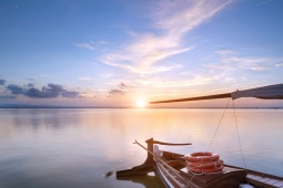 Coucher de soleil dans l'Albufera de Valence