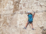 Tourist on a via ferrata