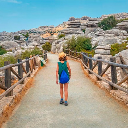 Tourist at the Torcal de Antequera in Malaga, Andalusia