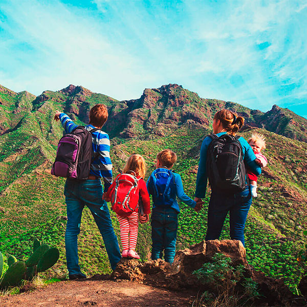 Family hiking in the Canary Islands